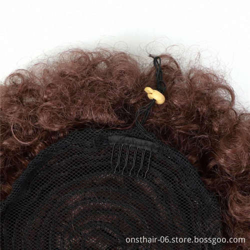 MYZYR P uff Afro Curly chignon Wig P onytail Drawstring Short Afro Kinky P ony Tail Clip In on Synthetic Hair Bun Hair Pieces